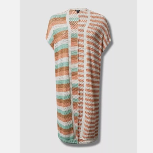 Torrid Sleeveless Stripe Sweater Duster Vest Long Length Size 3X 4X Women's NWT - Picture 1 of 12